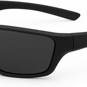 Óculos de Sol Esportivo Masculino, Polarizado, Proteção UV400, Armação Preta, Para Pesca